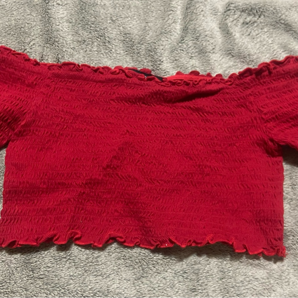 2 off the shoulder ribbed cropped tops